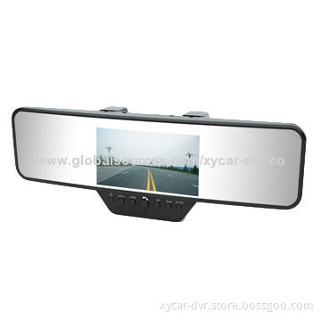 4.3-inch HD 720P Dual-lens Rear-view Mirror/Car Event Recorder with GPS Tracker/G-sensor